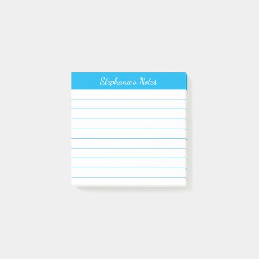 Elegante Script Notizen Himmelblau Lined (Vorderseite)