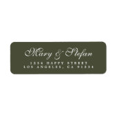 Elegante Script Olive White Wedding Rücksendeadres (Vorne)