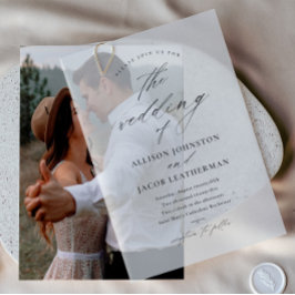 Elegante Script Overlay Wedding Pergament Einladungen