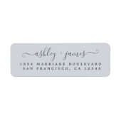 Elegante Script Pastel Blue Wedding Rücksendeadres (Vorne)