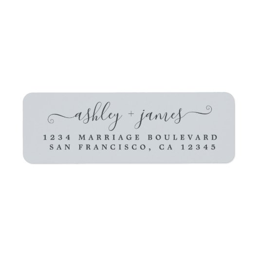 Elegante Script Pastel Blue Wedding Rücksendeadres (Vorne)