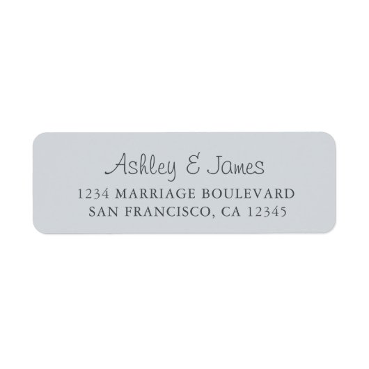 Elegante Script Pastel Blue Wedding Rücksendeadres (Vorne)