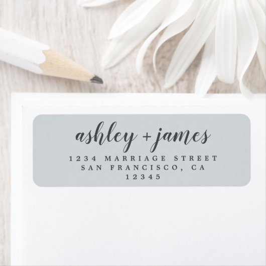 Elegante Script Pastel Blue Wedding Rücksendeadres (Insitu)