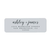 Elegante Script Pastel Blue Wedding Rücksendeadres (Vorne)