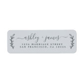 Elegante Script Pastel Blue Wedding Rücksendeadres (Vorne)