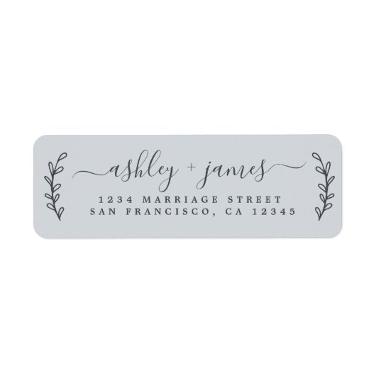 Elegante Script Pastel Blue Wedding Rücksendeadres (Vorne)