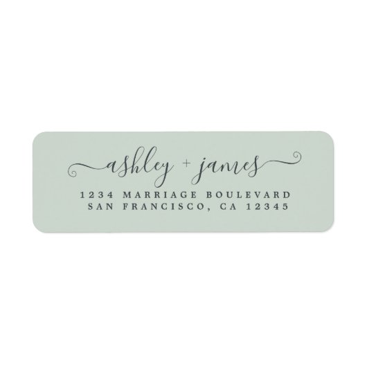 Elegante Script Pastel Green Wedding Rücksendeadre (Vorne)