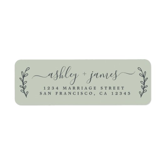 Elegante Script Pastel Green Wedding Rücksendeadre (Vorne)