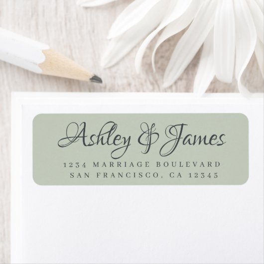 Elegante Script Pastel Green Wedding Rücksendeadre (Insitu)