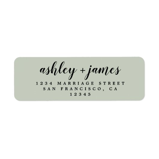 Elegante Script Pastel Green Wedding Rücksendeadre (Vorne)