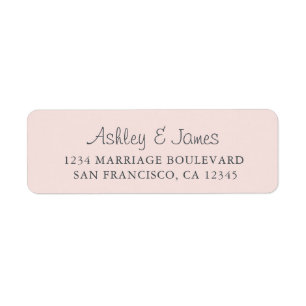 Elegante Script Pastel Pink Wedding Rücksendeadres