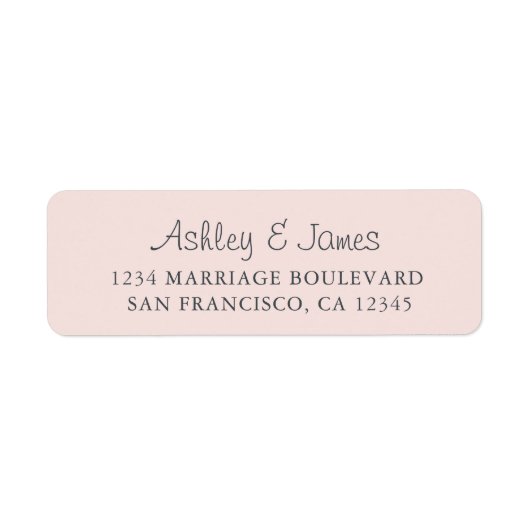 Elegante Script Pastel Pink Wedding Rücksendeadres (Vorne)