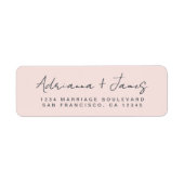 Elegante Script Pastel Pink Wedding Rücksendeadres (Vorne)