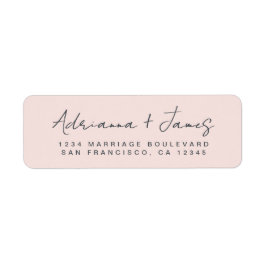 Elegante Script Pastel Pink Wedding Rücksendeadres