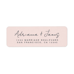 Elegante Script Pastel Pink Wedding Rücksendeadres