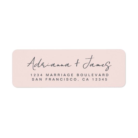 Elegante Script Pastel Pink Wedding Rücksendeadres (Vorne)