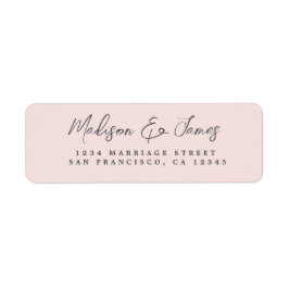 Elegante Script Pastel Pink Wedding Rücksendeadres