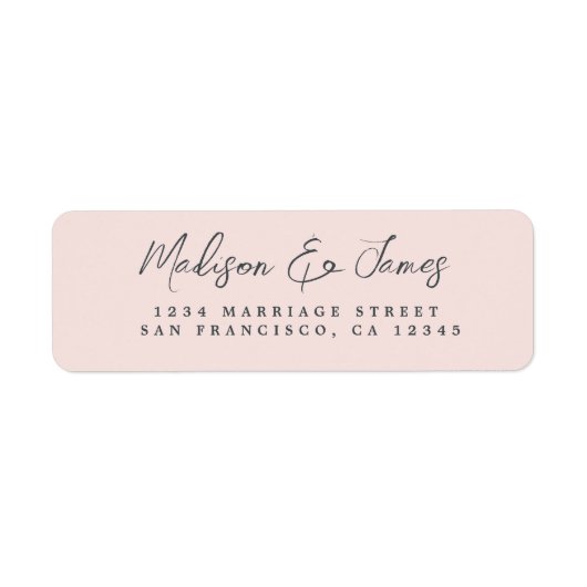 Elegante Script Pastel Pink Wedding Rücksendeadres (Vorne)