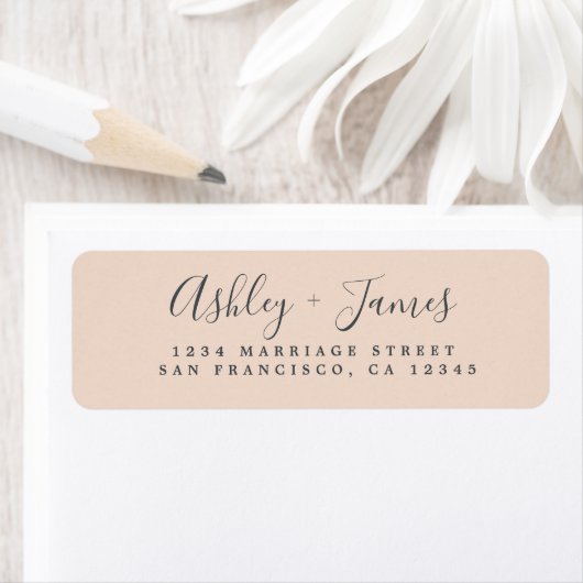 Elegante Script Pastel Pink Wedding Rücksendeadres (Insitu)
