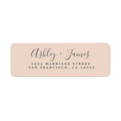 Elegante Script Pastel Pink Wedding Rücksendeadres (Vorne)