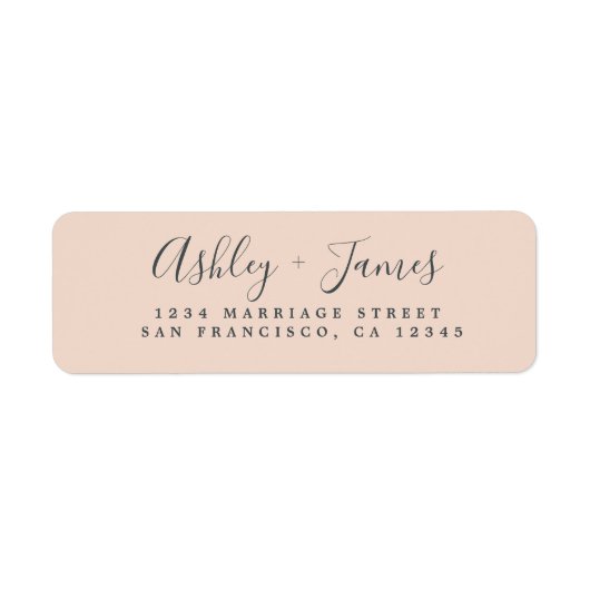 Elegante Script Pastel Pink Wedding Rücksendeadres (Vorne)