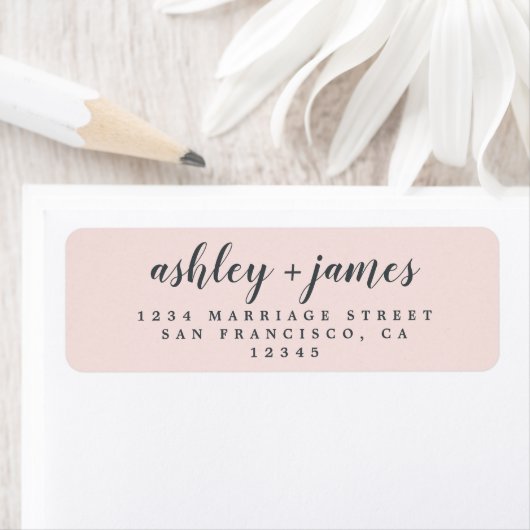 Elegante Script Pastel Pink Wedding Rücksendeadres (Insitu)