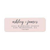 Elegante Script Pastel Pink Wedding Rücksendeadres (Vorne)