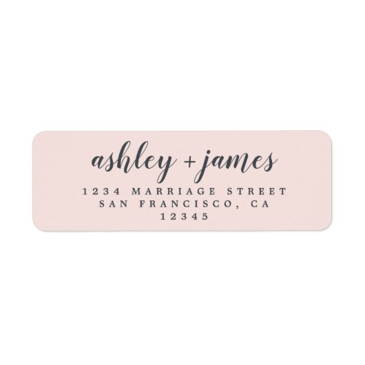 Elegante Script Pastel Pink Wedding Rücksendeadres (Vorne)