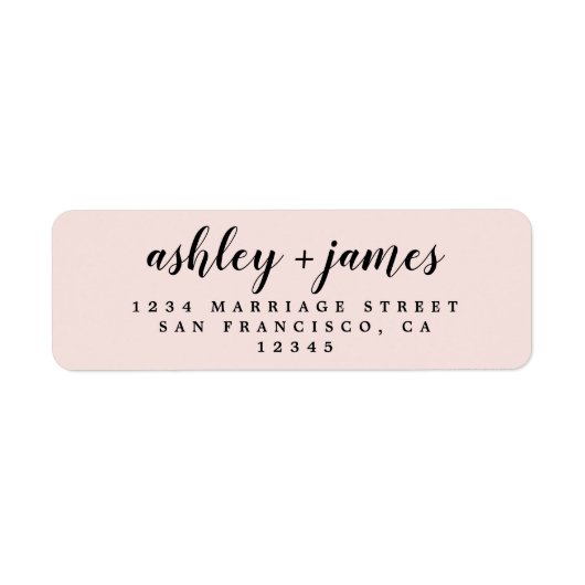 Elegante Script Pastel Pink Wedding Rücksendeadres (Vorne)