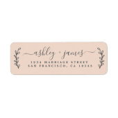 Elegante Script Pastel Pink Wedding Rücksendeadres (Vorne)