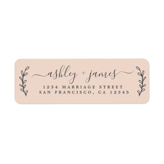 Elegante Script Pastel Pink Wedding Rücksendeadres (Vorne)