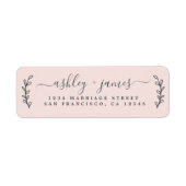 Elegante Script Pastel Pink Wedding Rücksendeadres (Vorne)