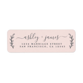 Elegante Script Pastel Pink Wedding Rücksendeadres