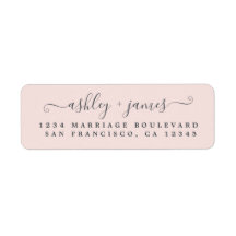 Elegante Script Pastel Pink Wedding Rücksendeadres