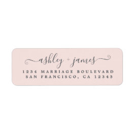 Elegante Script Pastel Pink Wedding Rücksendeadres