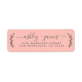 Elegante Script Pastel Pink Wedding Rücksendeadres (Vorne)