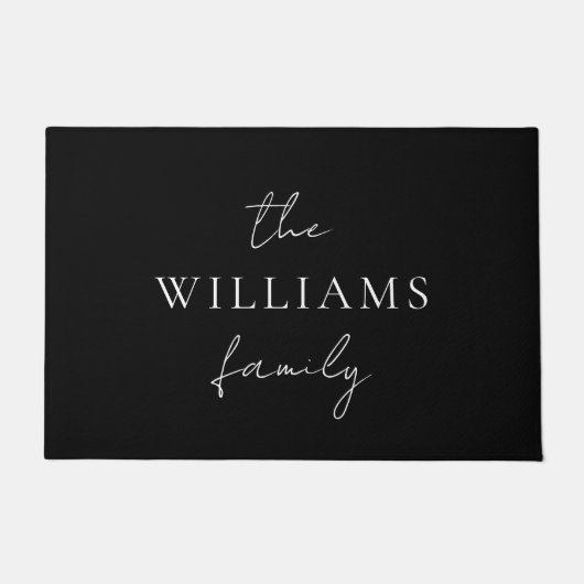 Elegante Script Personalisiert Calligrafy Family Fußmatte (Vorderseite)