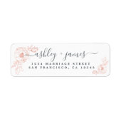 Elegante Script Pink Floral Wedding Rücksendeadres (Vorne)