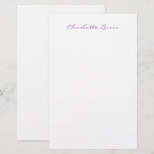 Elegante Script Plain Moderne Minimalistisch Briefpapier (Vorne/Hinten)