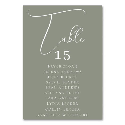 Elegante Script-Platzierung Tischnummer (Rückseite)