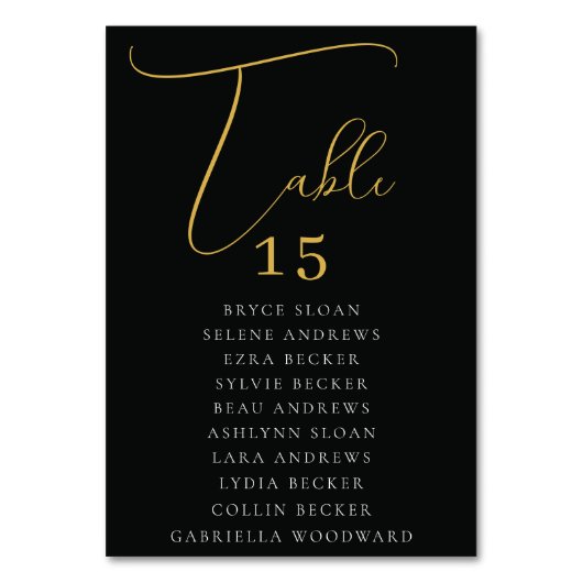 Elegante Script-Platzierung Tischnummer (Rückseite)