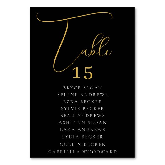 Elegante Script-Platzierung Tischnummer (Vorderseite)