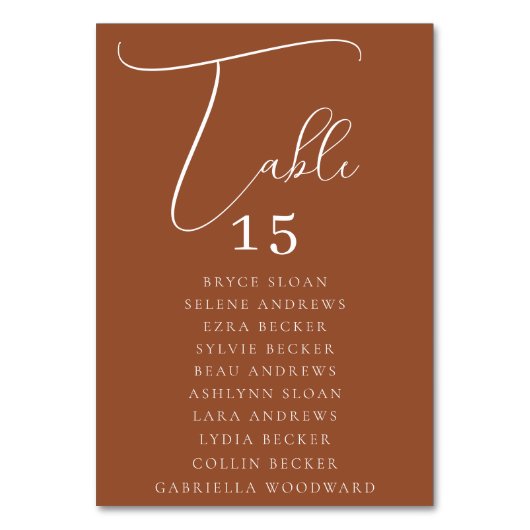 Elegante Script-Platzierung Tischnummer (Rückseite)