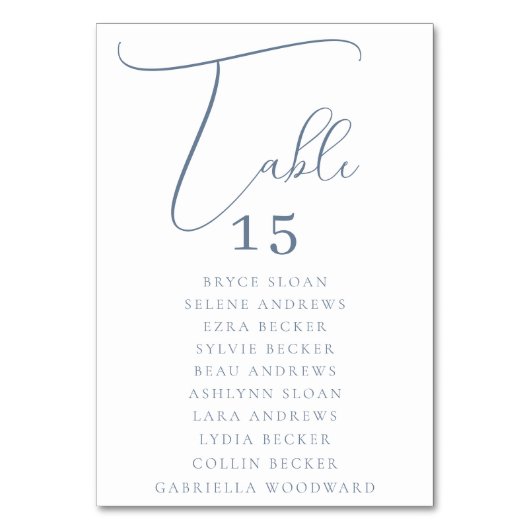Elegante Script-Platzierung Tischnummer (Rückseite)