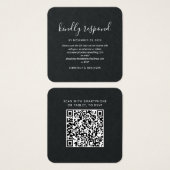 Elegante Script-QR-Code-Hochzeits-RSVP-Mini-Karte (Vorne & Hinten)