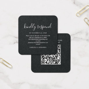 Elegante Script-QR-Code-Hochzeits-RSVP-Mini-Karte