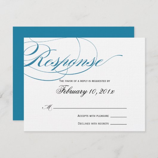 Elegante Script Response Card - Blau RSVP Karte (Vorne/Hinten)