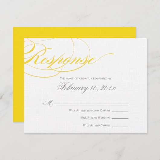 Elegante Script Response Card - Gelb RSVP Karte (Vorne/Hinten)