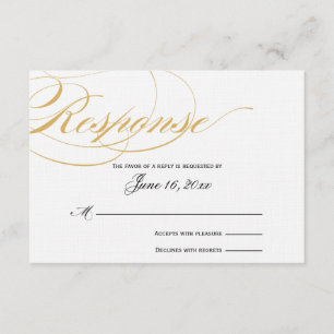 Elegante Script Response Card - Gold & Schwarz RSVP Karte