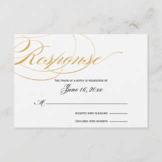 Elegante Script Response Card - Gold & Schwarz RSVP Karte